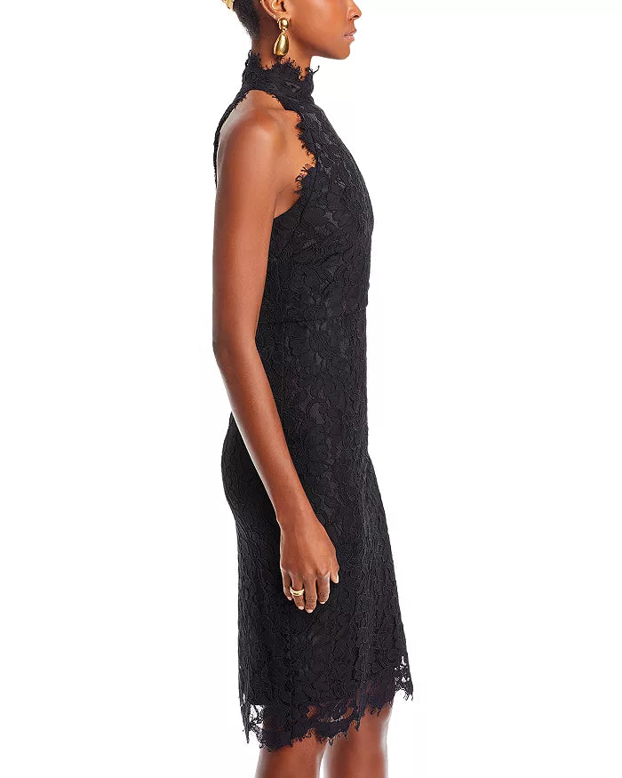 eliza j black lace dress Eliza J Halter Mock Neck Lace Dress - Black - 20% Off