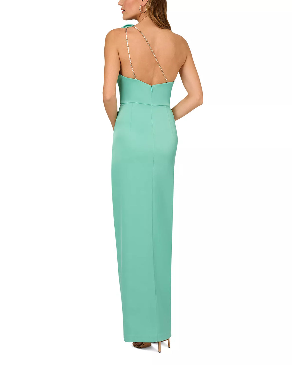Liv Foster Stretch Satin One Shoulder Gown  Color Aqua Green Size 2