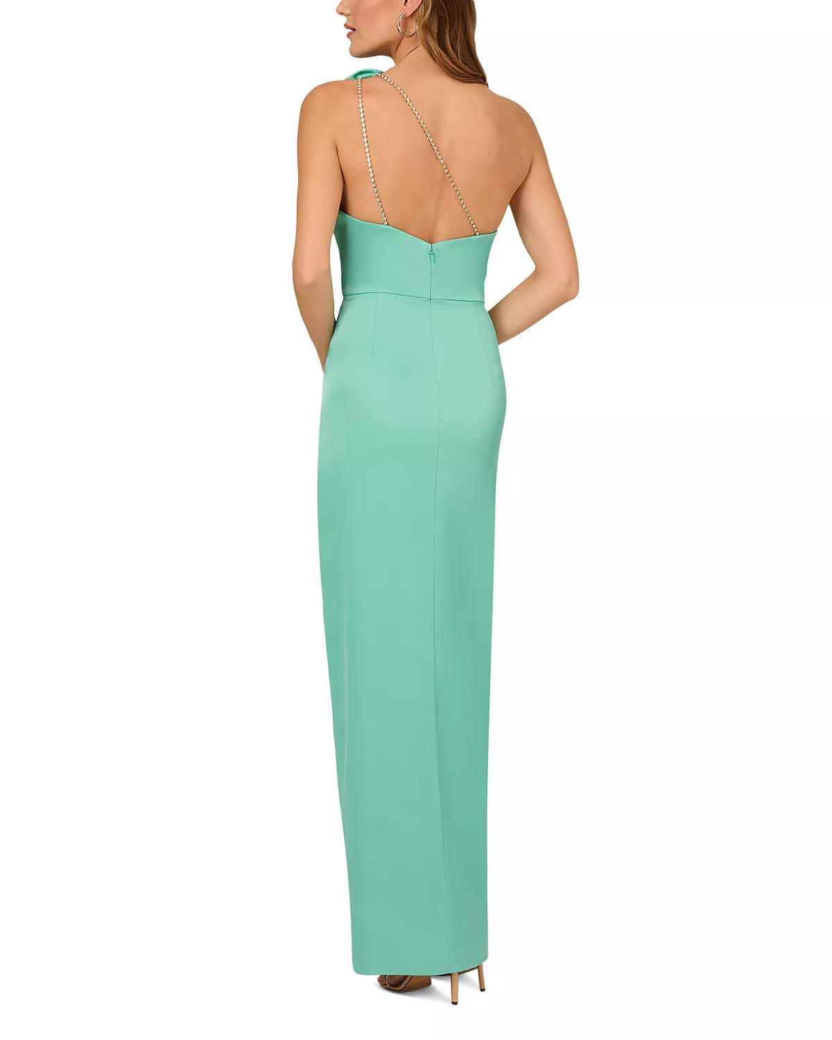 Liv Foster Stretch Satin One Shoulder Gown  Color Aqua Green Size 2