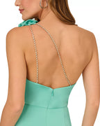 Liv Foster Stretch Satin One Shoulder Gown  Color Aqua Green Size 2