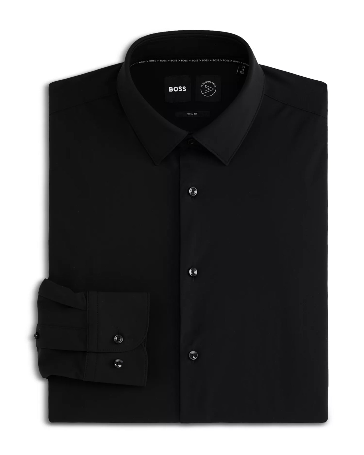 Hugo Boss Men's Hank Kent Slim Fit Performance Dress Shirt  Black Size L 16.5