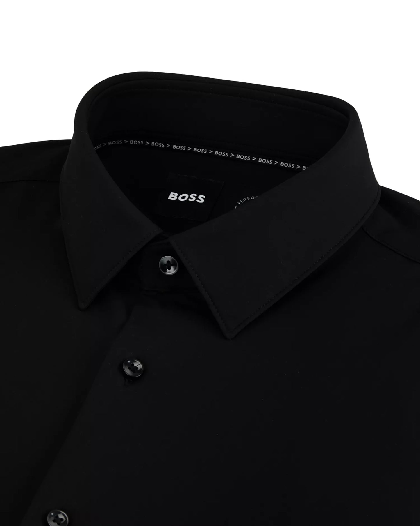 Hugo Boss Men's Hank Kent Slim Fit Performance Dress Shirt  Black Size L 16.5