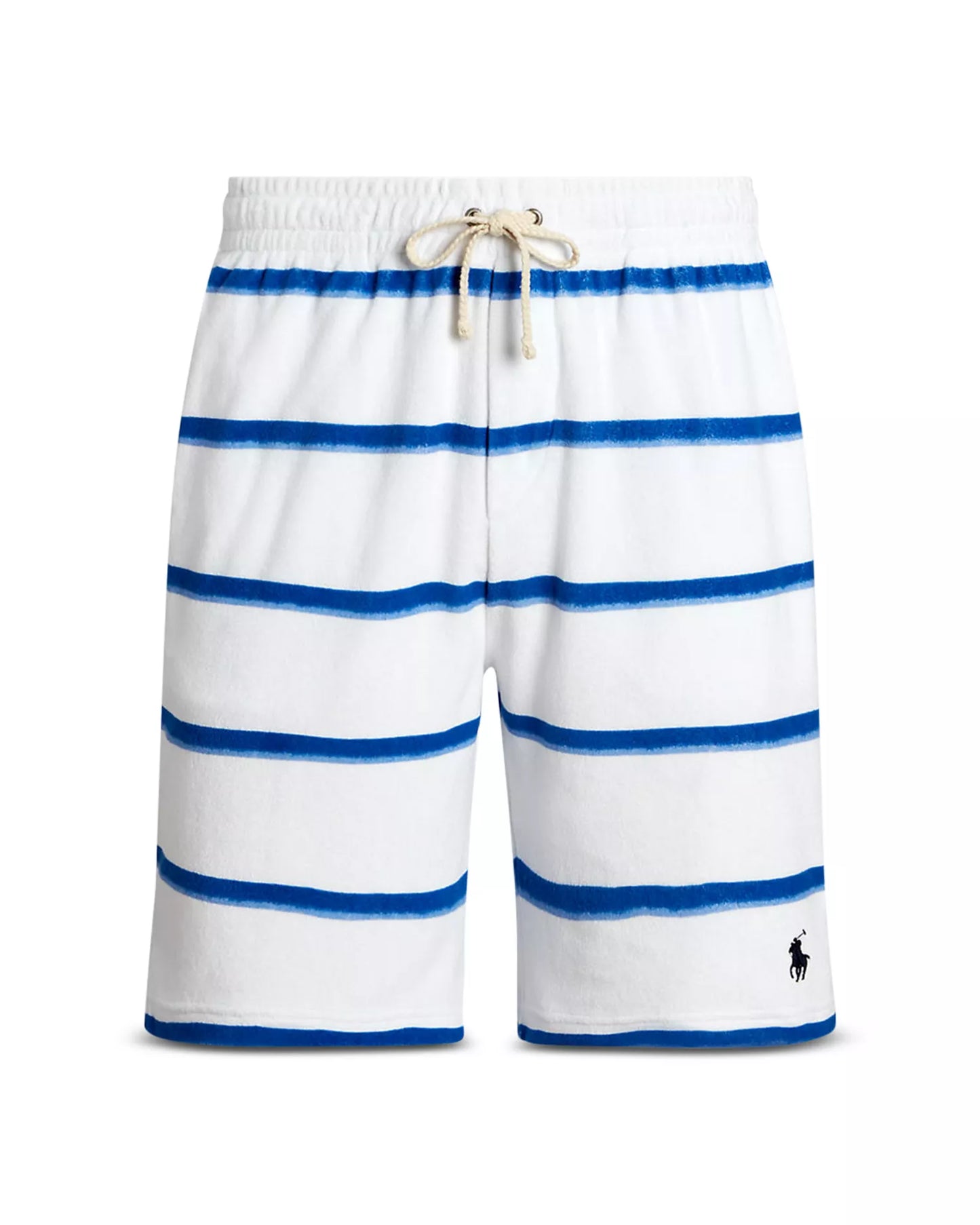 Polo Ralph Lauren Men's Striped Terry 7.5" Drawstring Shorts Ombre Painted Stripes Blue Size 2XL