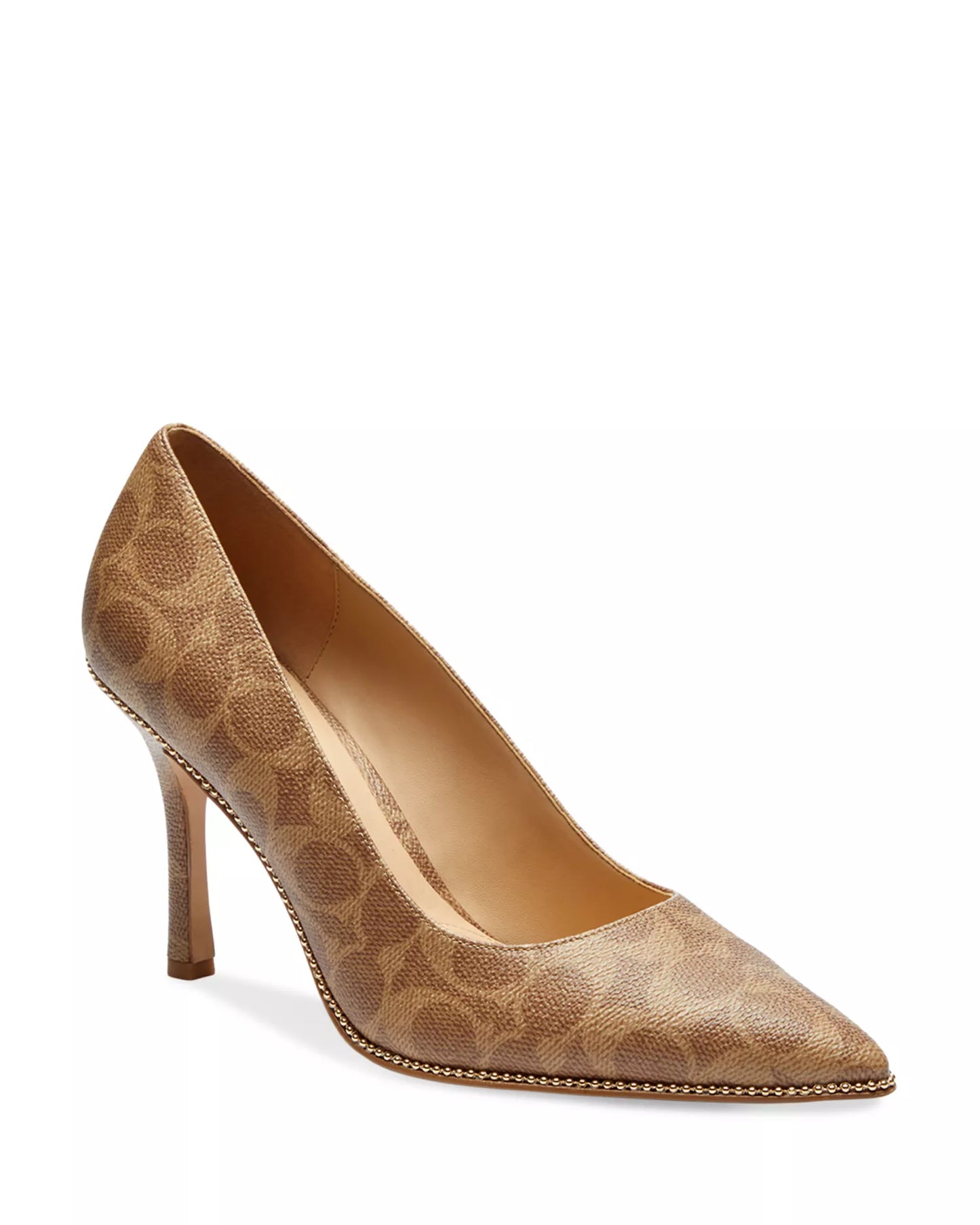 COACH Women's Samantha Signature Pointed Pumps  Tan Signature Canvas Size 5.5