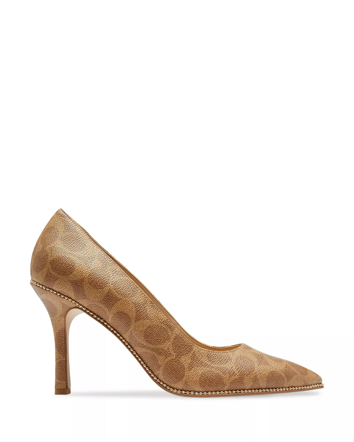 COACH Women's Samantha Signature Pointed Pumps  Tan Signature Canvas Size 5.5