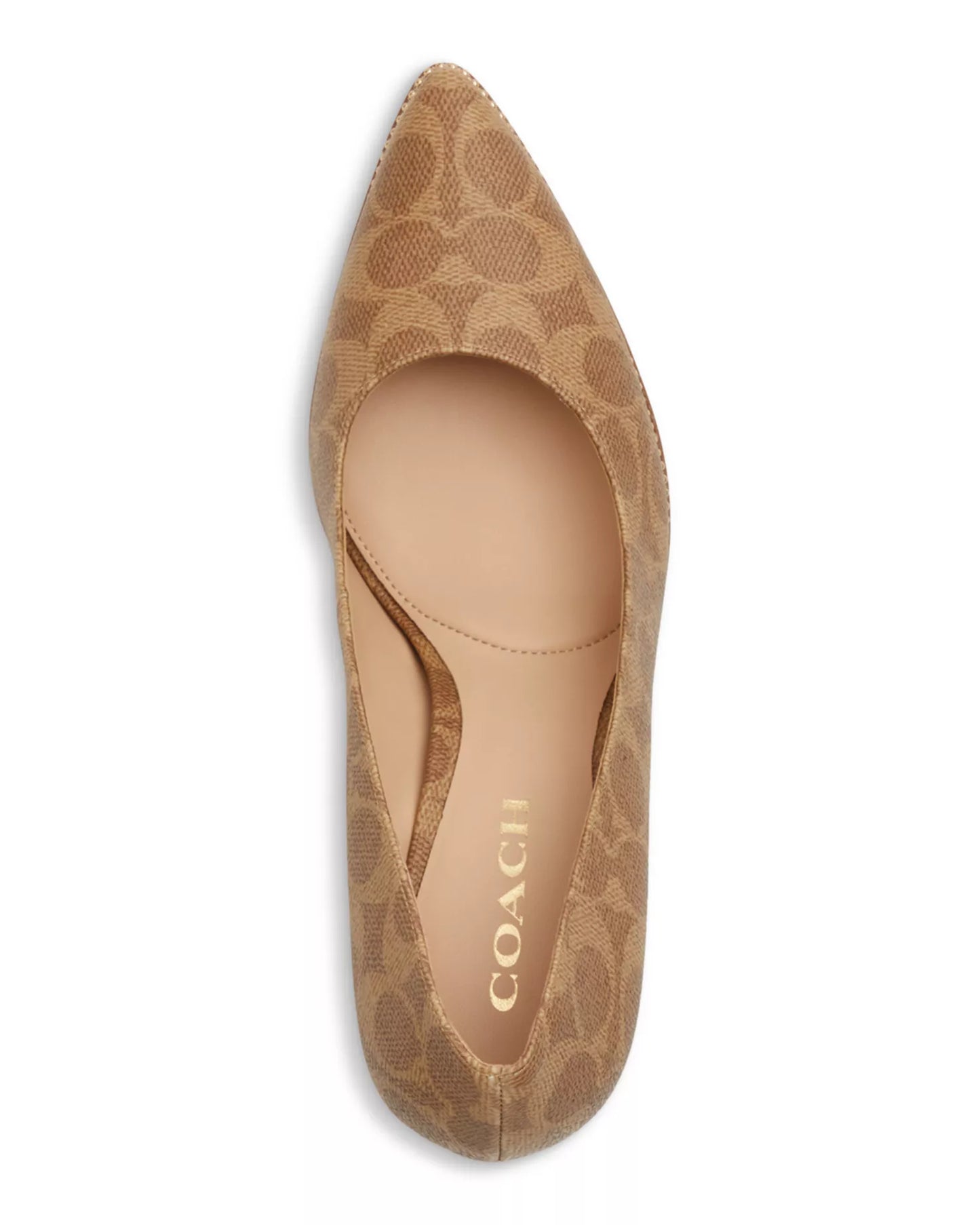 COACH Women's Samantha Signature Pointed Pumps  Tan Signature Canvas Size 5.5