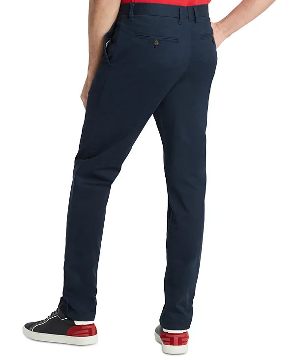 Tommy Hilfiger Men's TH Flex Straight-Fit Stretch Chino Pants  Navy Blaze W36xL30