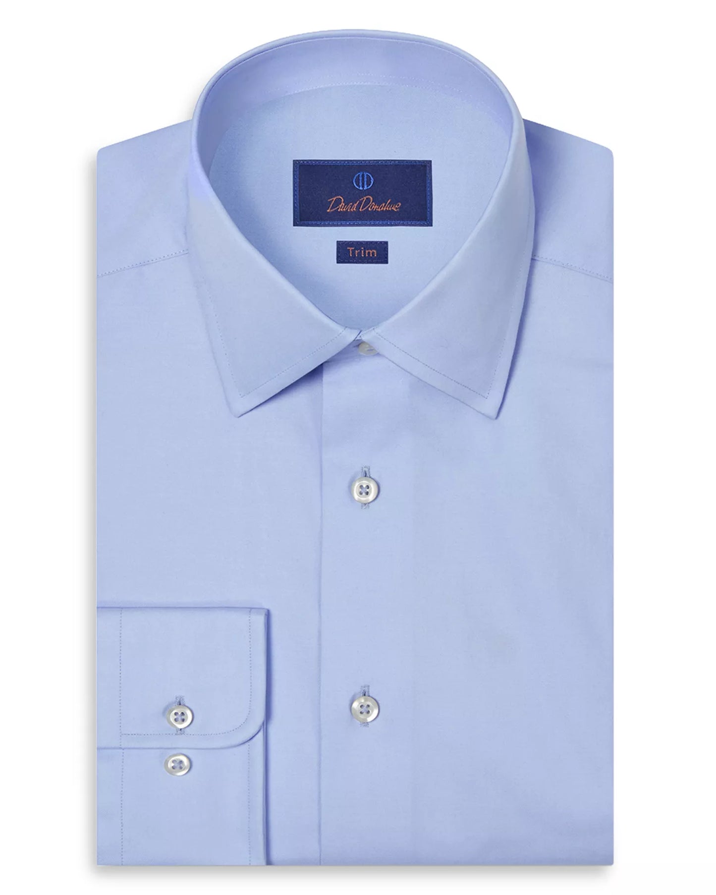 David Donahue Men's Super Fine Twill Trim Fit Dress Shirt  Sky 17 34/35