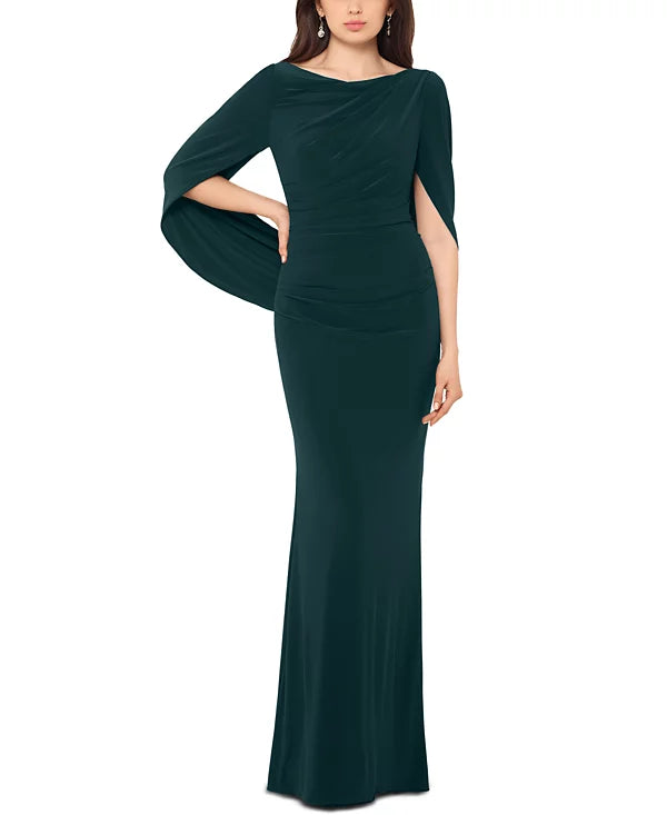 Betsy & Adam Drape-Back Gown  Forest Green Size 6