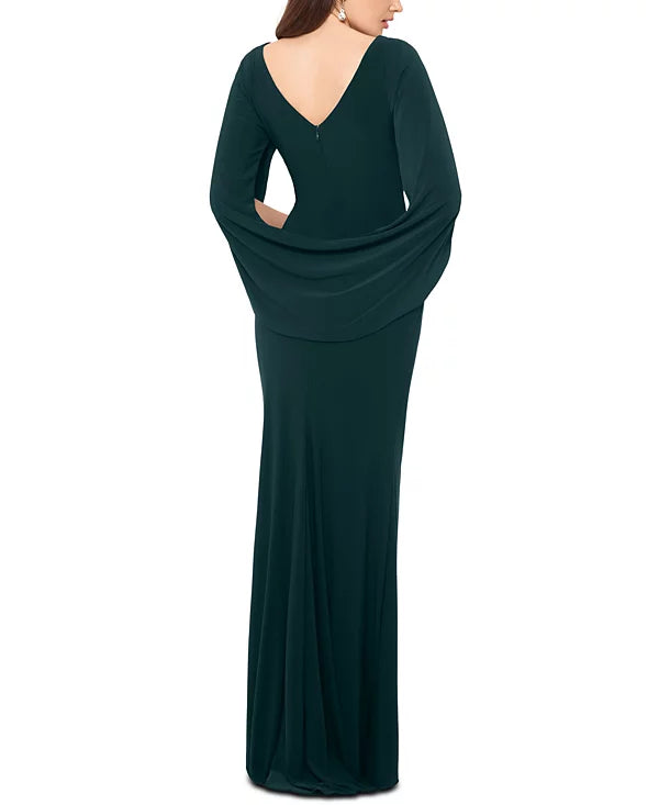 Betsy & Adam Drape-Back Gown  Forest Green Size 6