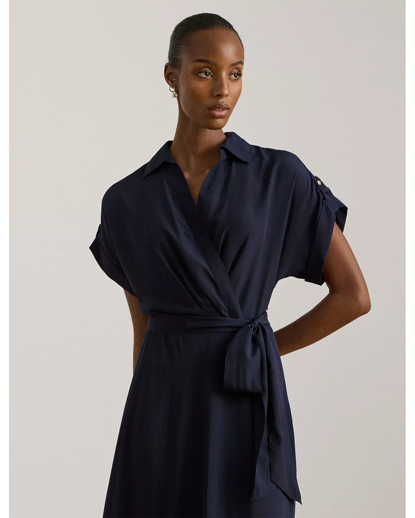 LAUREN RALPH LAUREN Women's Belted Crepe Dress  Navy Size 8