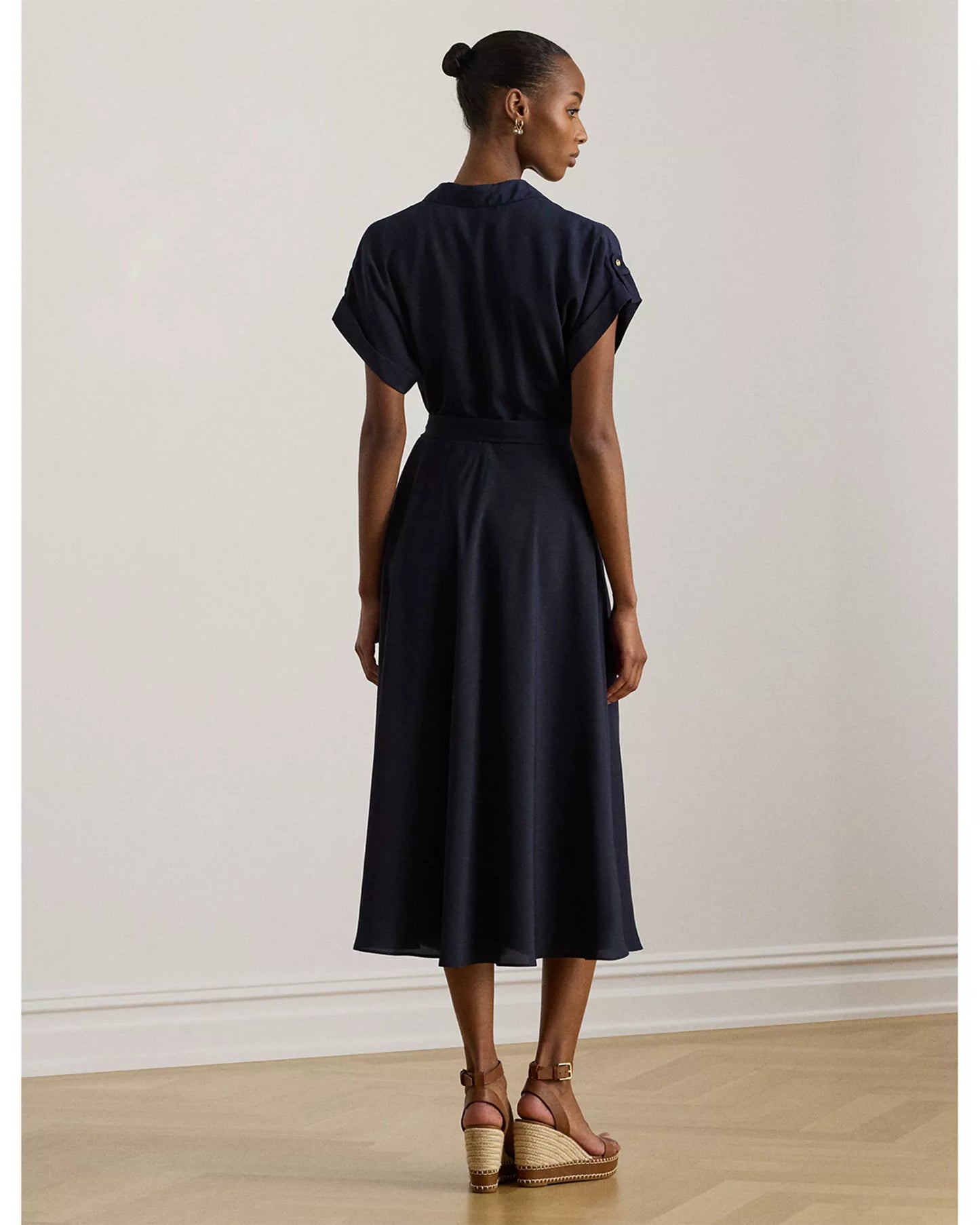 LAUREN RALPH LAUREN Women's Belted Crepe Dress  Navy Size 8