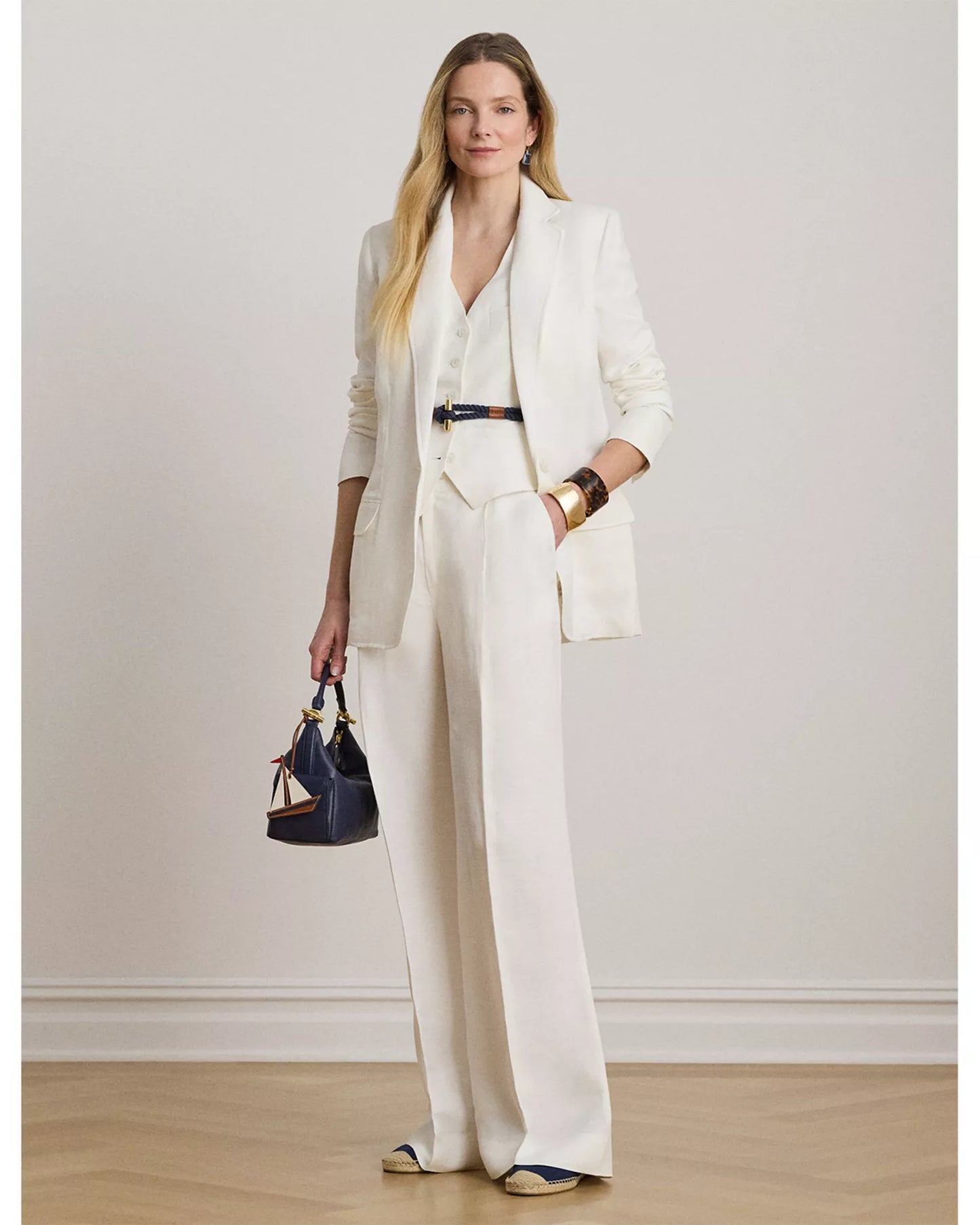 Lauren Ralph Lauren Women's Wilona Linen-Blend Twill Blazer  White Size 6