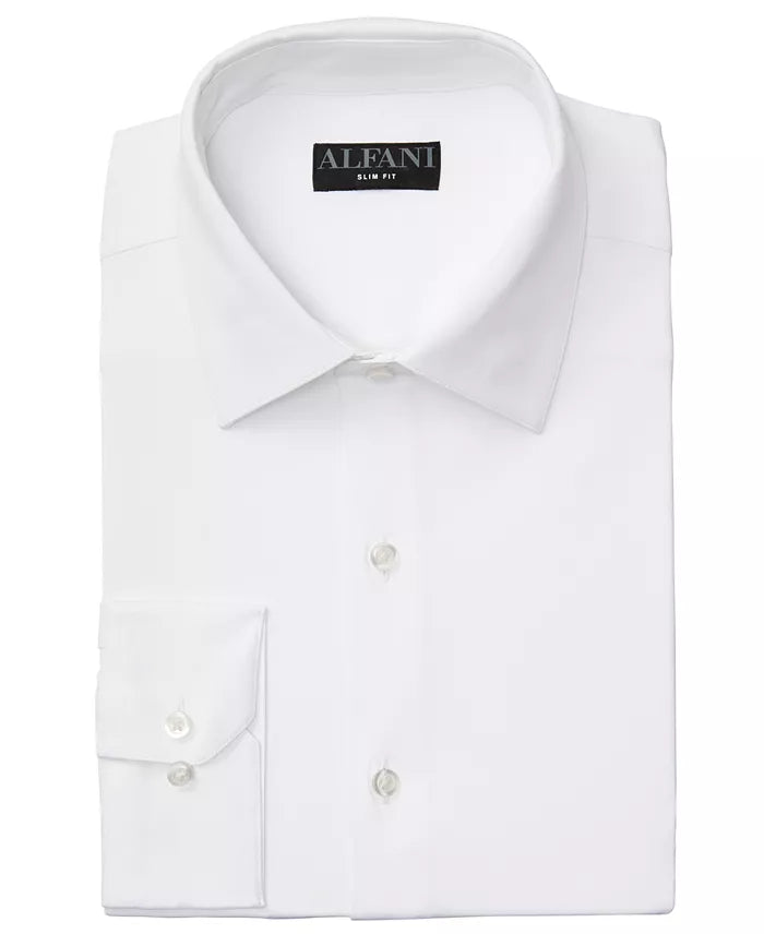 Alfani Men's Slim Fit 4-Way Stretch Dress Shirt  White 1/14.5 32/33