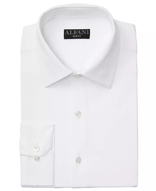 Alfani Men's Slim Fit 4-Way Stretch Dress Shirt  White 1/14.5 32/33