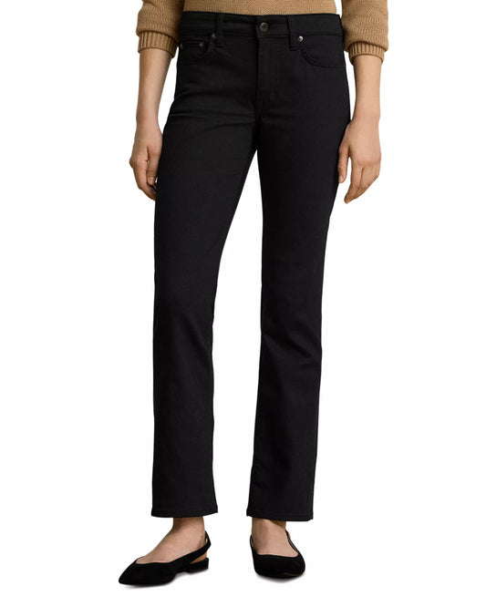 LAUREN RALPH LAUREN Women's Mid Rise Slim Straight Jeans  Black Size 6 x 30