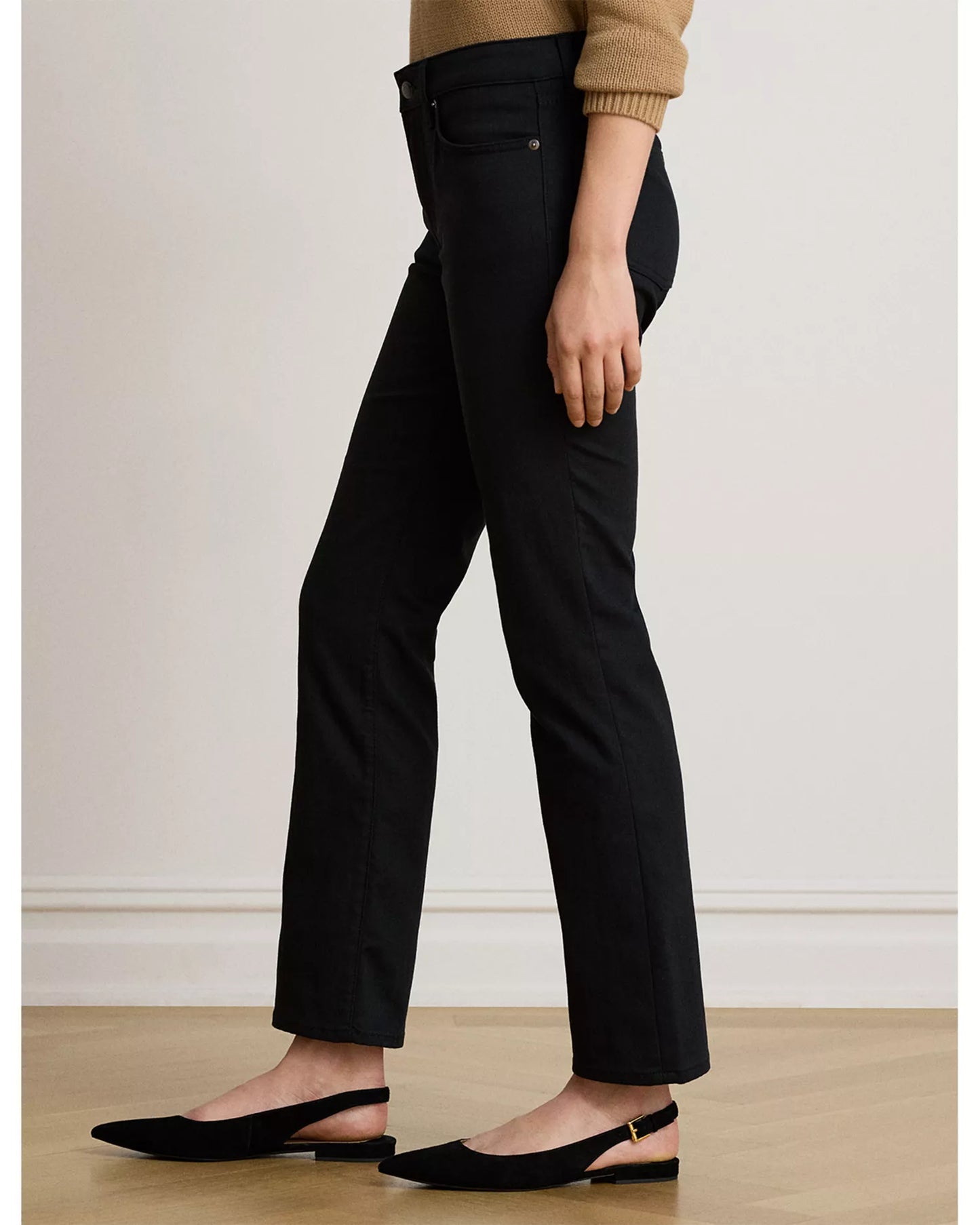 LAUREN RALPH LAUREN Women's Mid Rise Slim Straight Jeans  Black Size 6 x 30