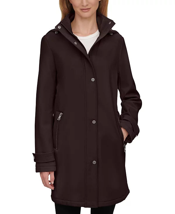 Calvin Klein Women's Hooded Raincoat  Color Maroon Size 2XS