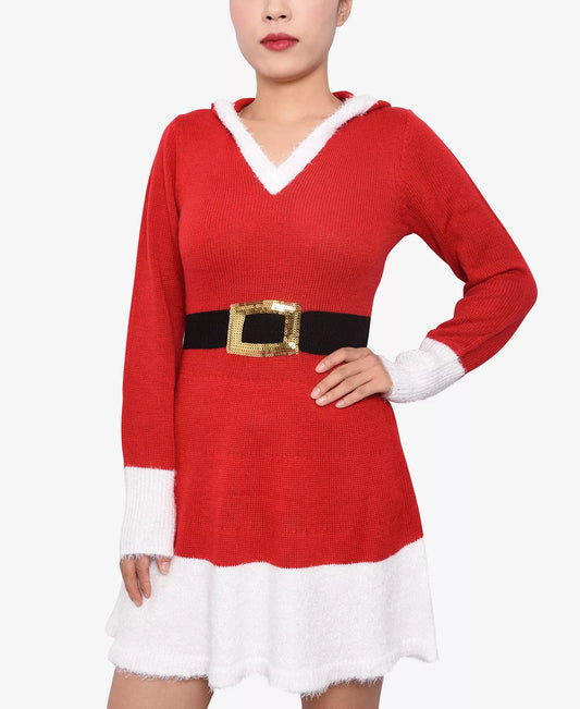 Derek Heart Juniors' Hooded Santa Sweater  Color Red Size M