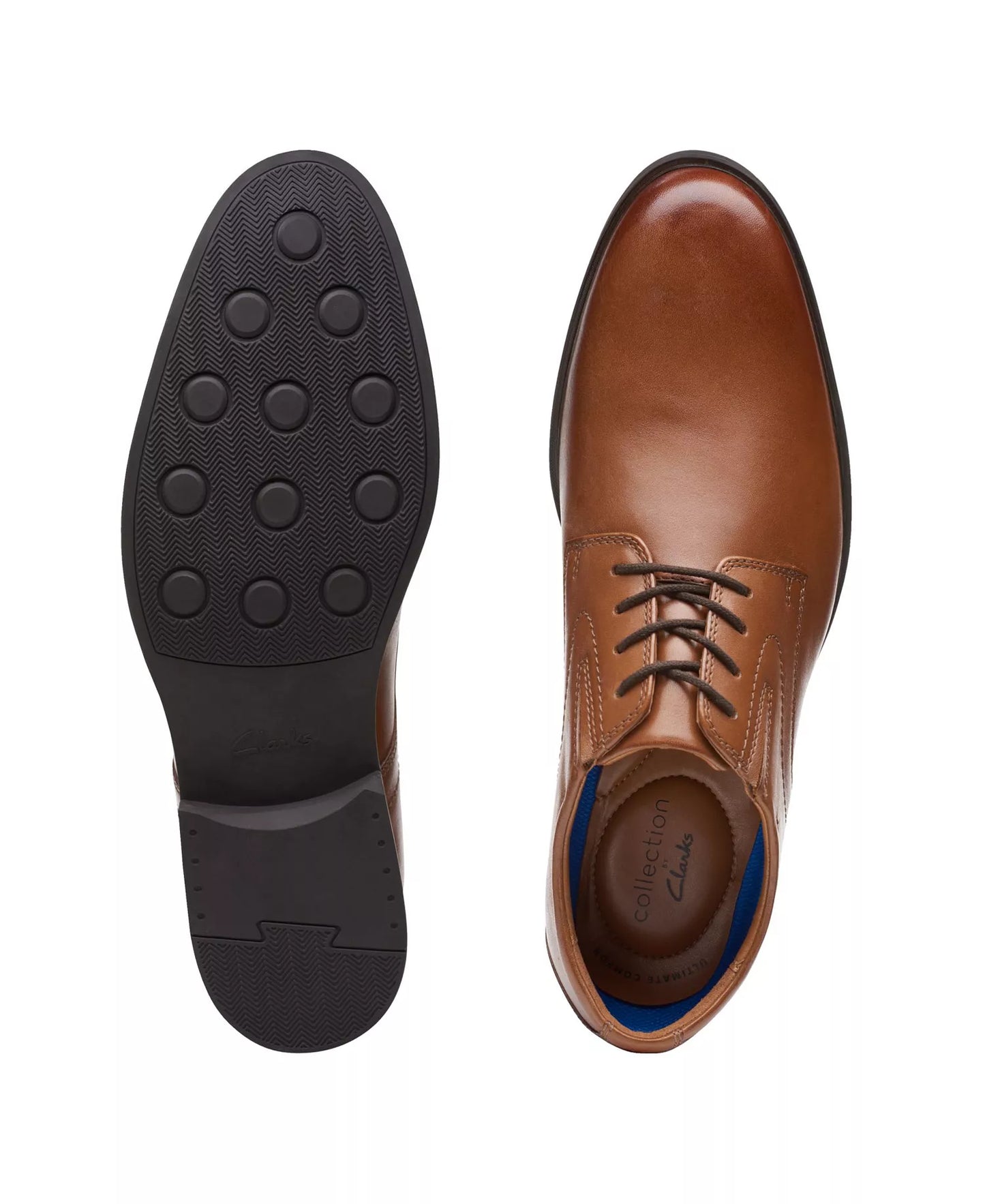 Clarks Men's Whiddon Plain Oxfords  Dark Tan Light Size 10