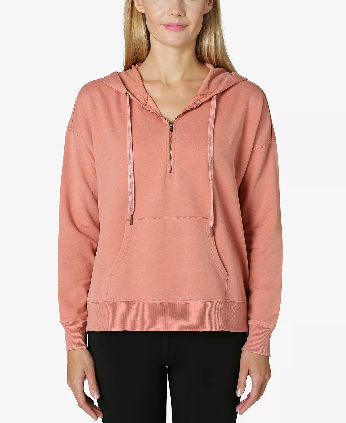 Ultra Flirt Juniors Oversized Quarter-Zip Hoodie  Color Stormy Weather Size M