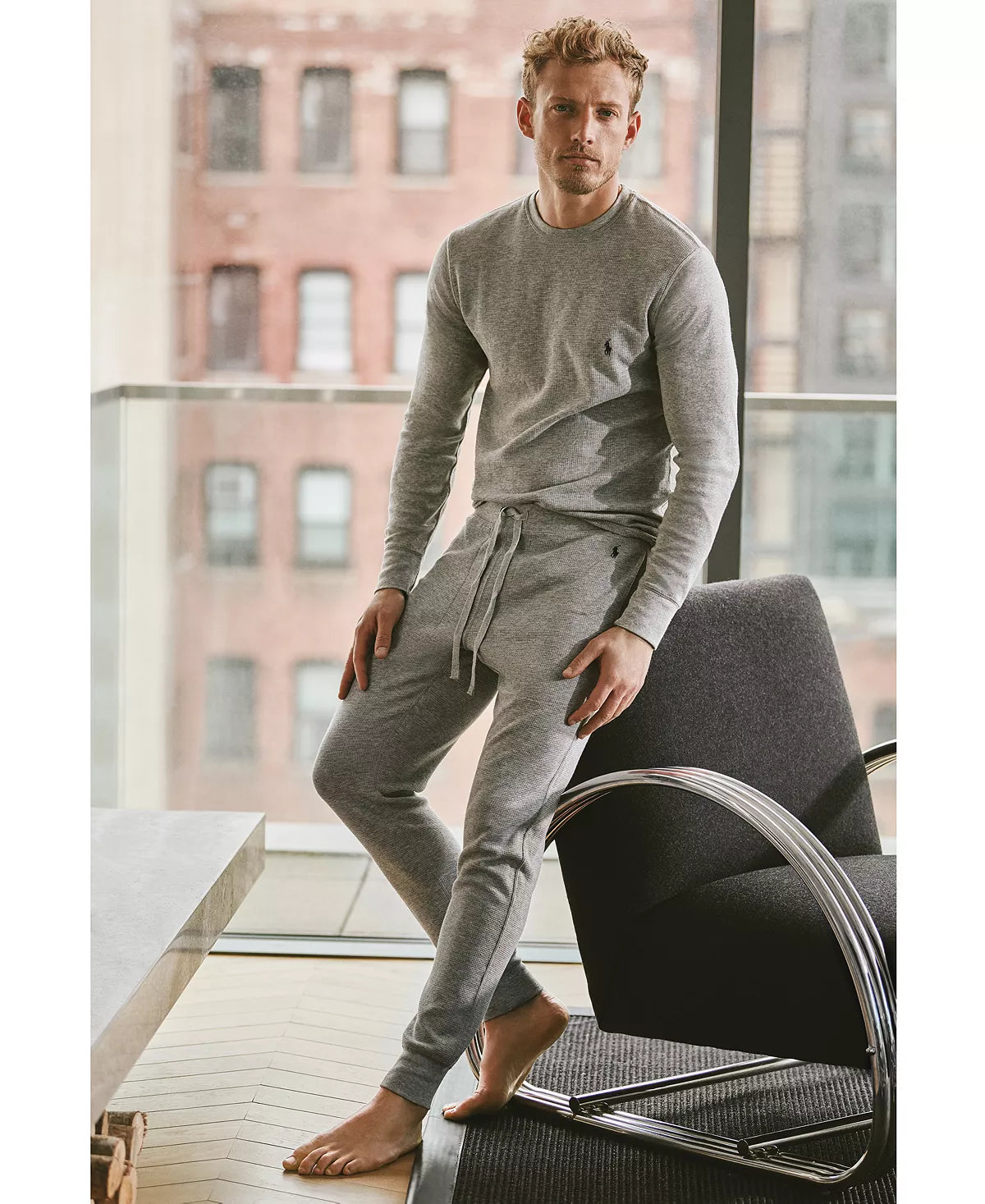 Polo Ralph Lauren Men's Waffle-Knit Sleep Jogger Pants  Color Charcoal Heather Size L