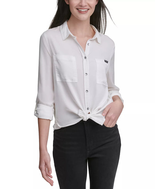 Calvin Klein Jeans Women's Utility Shirt  Color White Size L
