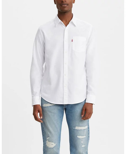 Levi's Men's Classic 1 Pocket Regular-Fit Long Sleeve Shirt  White Size XL