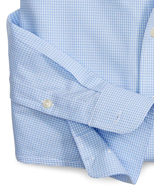 Club Room Men's Regular Fit Mini Gingham Dress Shirt  Light Blue 15 32/33
