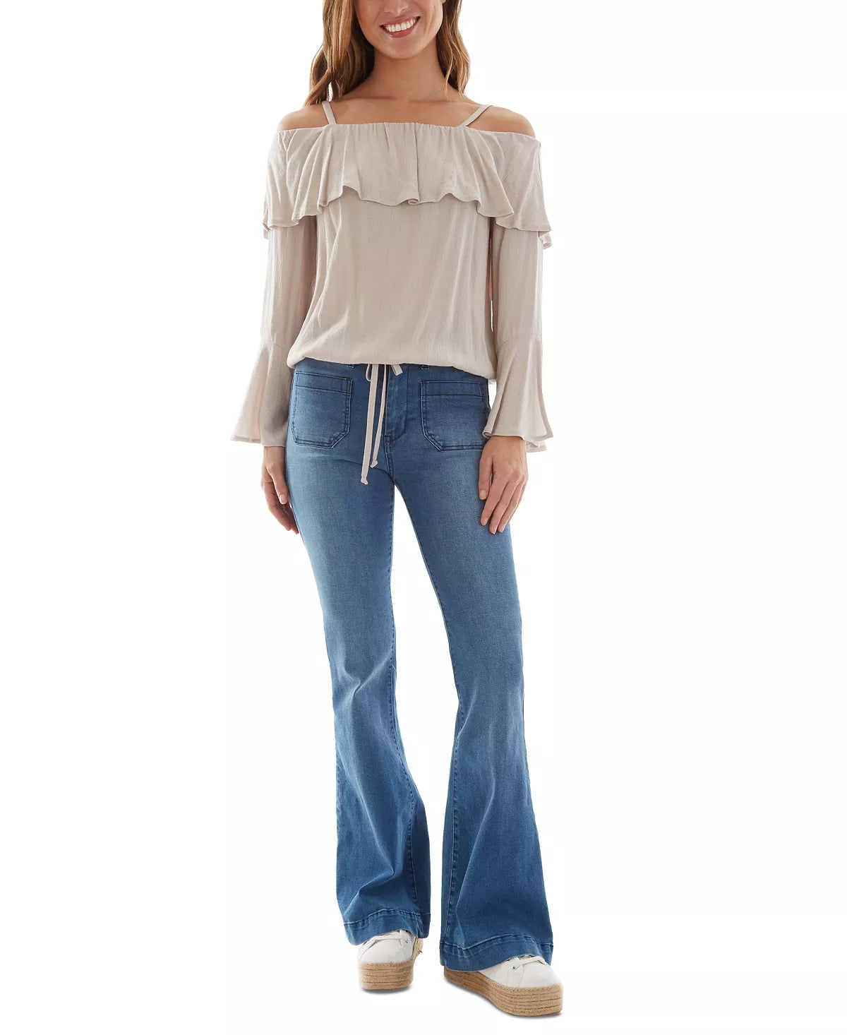BCX Juniors Cold-Shoulder Top  Color Sand Size XL