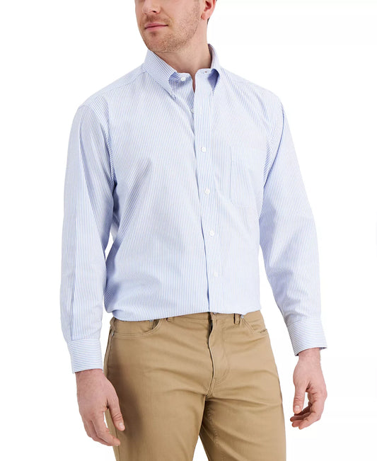 Club Room Men's Classic Regular Fit Stretch Dress Shirt  Color Blue/White Size 17 34-35