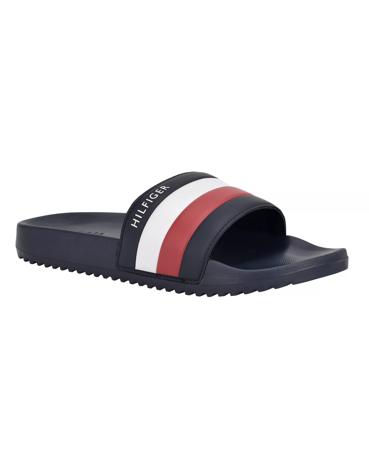 Tommy Hilfiger Men's Rozi Global Stripe Branding Pool Slide Sandals  Navy Size 10