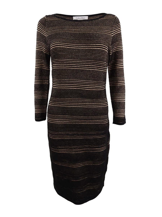 Calvin Klein Women's Knit 3/4 Sleeves Party Sweaterdress  Color Black Size M
