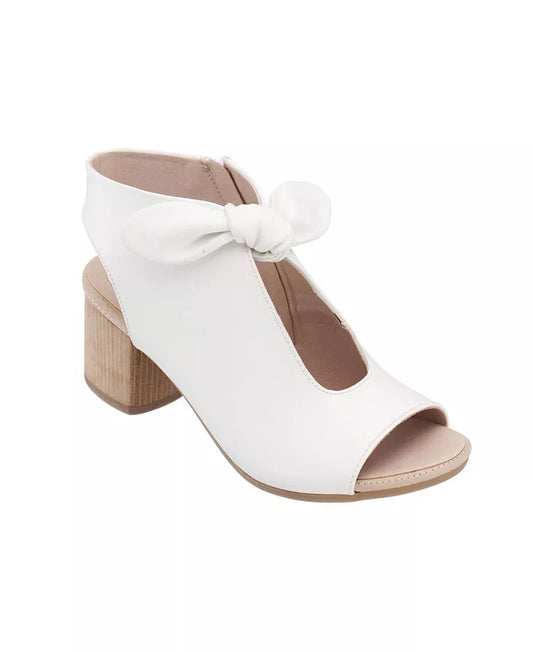 GC Shoes Women's Kimora Knot Block Heel Dress Sandals  White Size 6.5