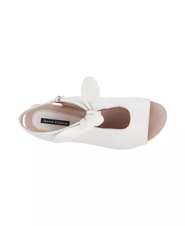 GC Shoes Women's Kimora Knot Block Heel Dress Sandals  White Size 6.5