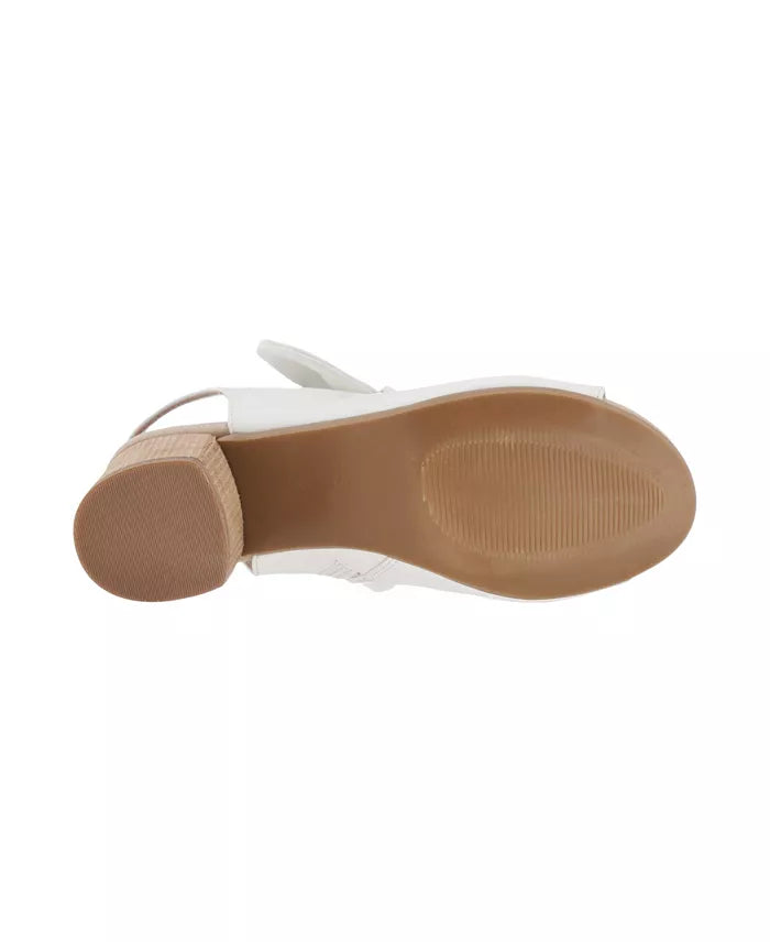 GC Shoes Women's Kimora Knot Block Heel Dress Sandals  White Size 6.5