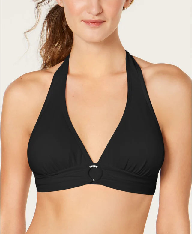 Michael Kors Logo-Ring Halter Bikini Top  Color Black Size S