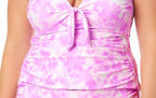 California Waves Trendy Plus Size Tie-Dye Molded Cup Tankini Top  Color Sunkissed Sunrise Lavender Size 3X