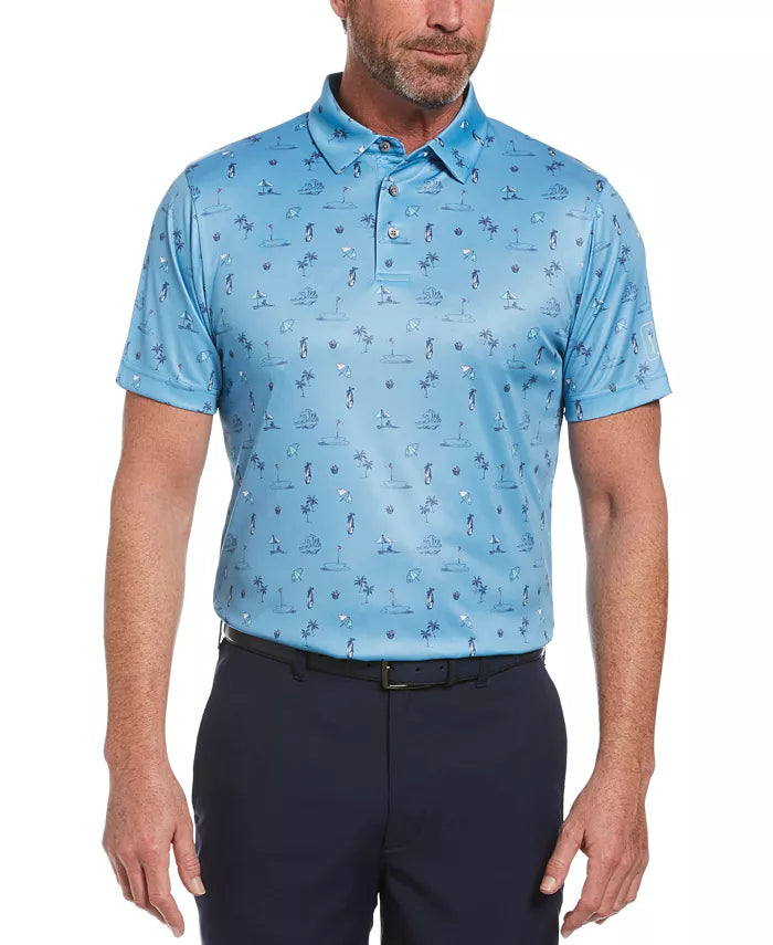 PGA TOUR Men's Golf Vacation-Print Polo Shirt  Color Allure Size XL