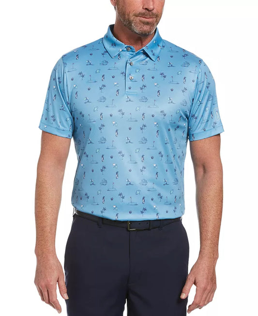 PGA TOUR Men's Golf Vacation-Print Polo Shirt  Color Allure Size M