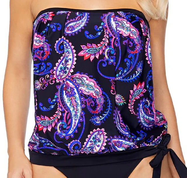 Island Escape Coral Gables Convertible Tankini Top  Color Pasadena Paisley Multi Size 6