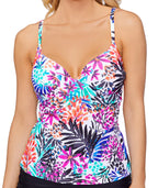 Island Escape Women's Printed Gemini Underwire Tankini Top  Color Sun Burst Multi Size 6