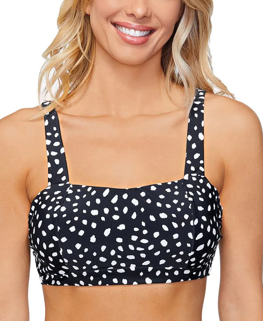 Island Escape Womens Printed Costa Rica Underwire Bikini Top  Color Black White Size 16