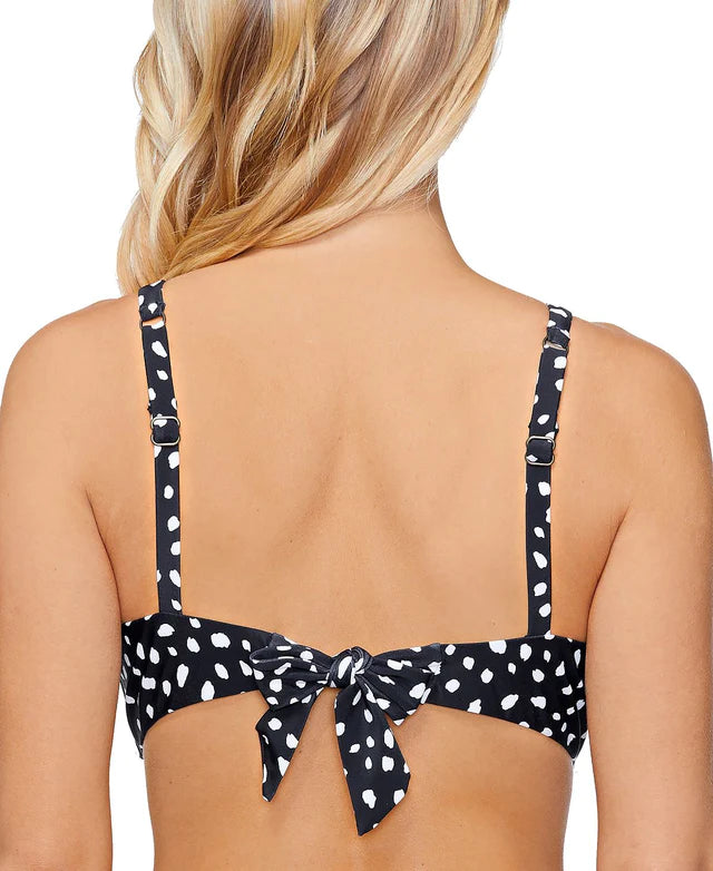 Island Escape Womens Printed Costa Rica Underwire Bikini Top  Color Black White Size 16