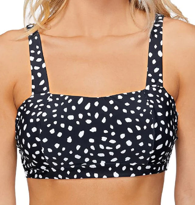 Island Escape Womens Printed Costa Rica Underwire Bikini Top  Color Black White Size 16