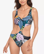 SALT + COVE Juniors' Night Life High-Leg One-Piece Swimsuit   Multicolor Size XS