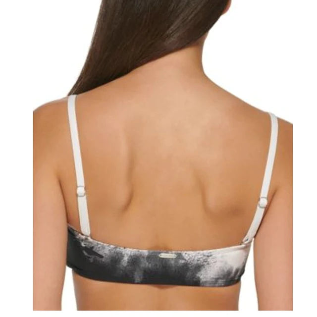 Calvin Klein Removable Straps Bandeau Bikini Bra Top  Color Black Soft White Multi Size S
