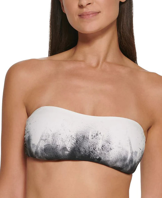 Calvin Klein Removable Straps Bandeau Bikini Bra Top  Color Black Soft White Multi Size S