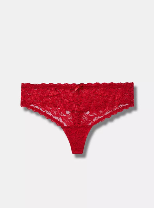 Torrid Simply Lace Mid-Rise Thong Panty  Jester Red Size 0