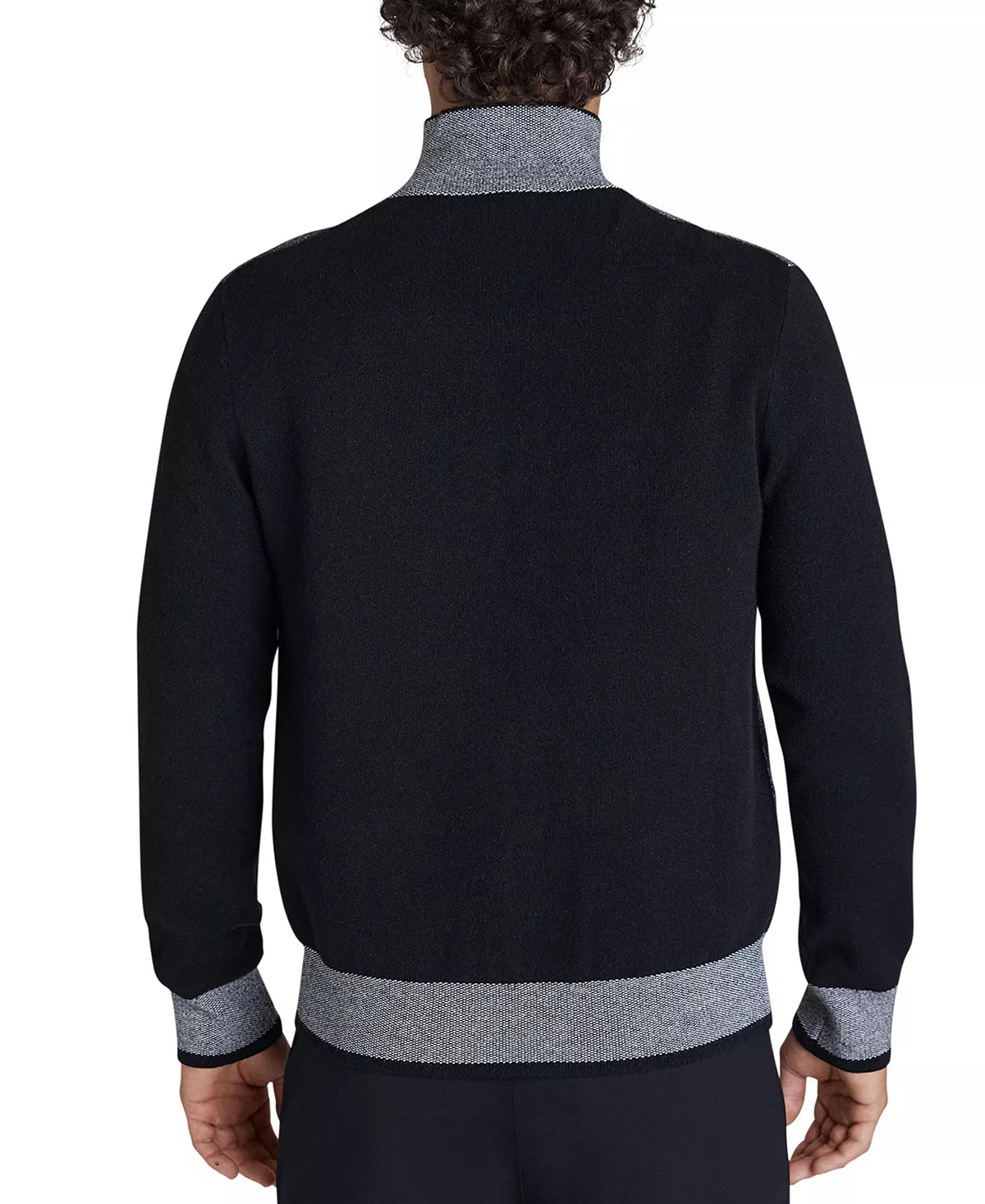 DKNY Men's Birdseye Colorblocked Full-Zip Cardigan  Color Black Size S